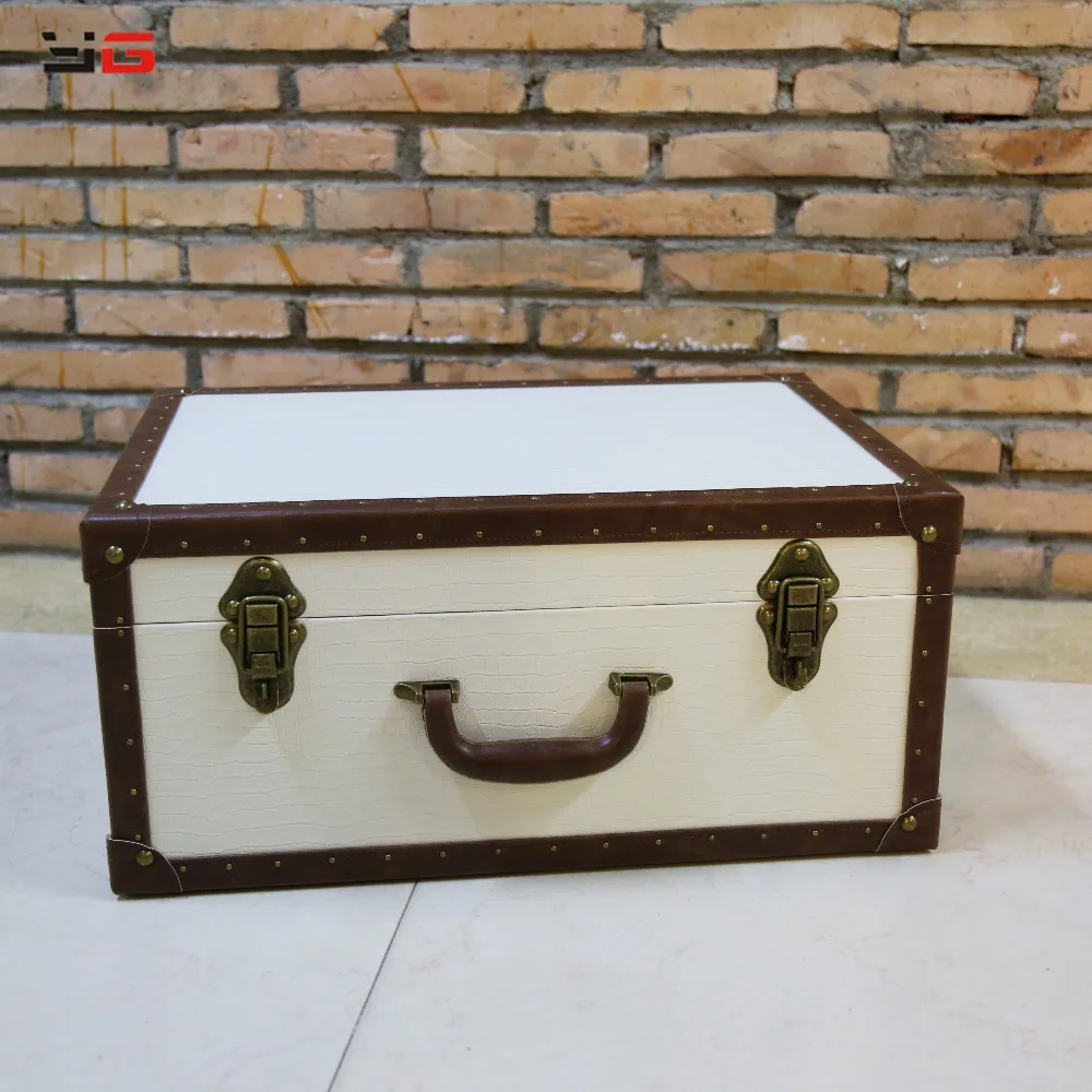 White Crocodile Leather Decorative Vintage suitcase