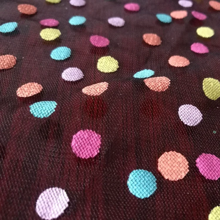 Цветная сетчатая ткань с принтом в горошек для детского платья