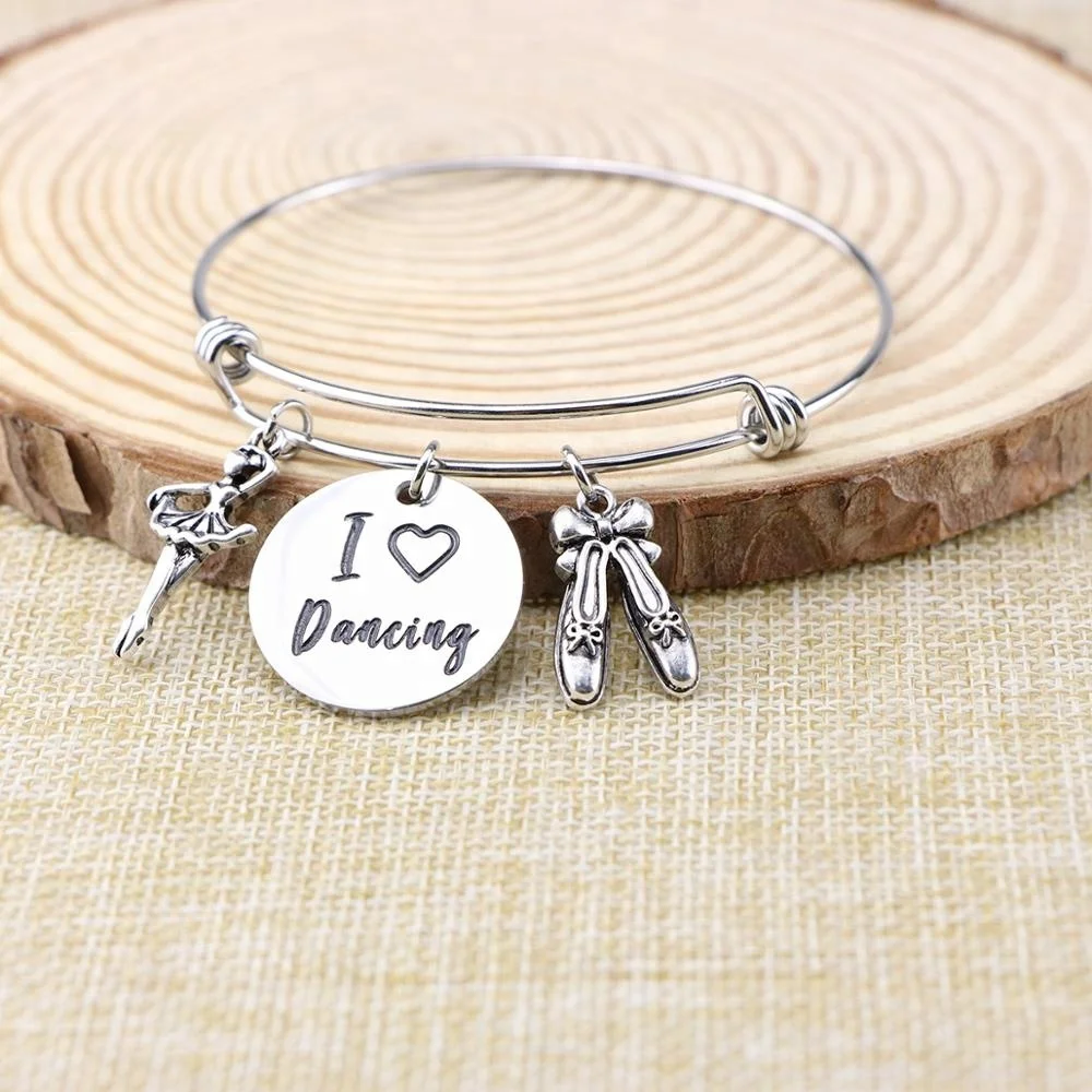 Hottest Gift Dance Adjustable Wire Bangle Bracelet With Charm  Wholesale For Women
