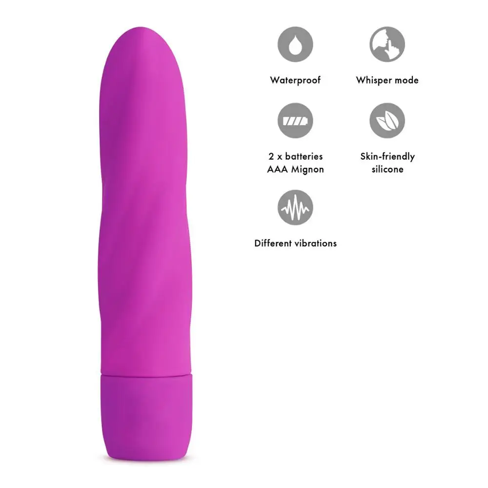 Waterproof Twist Silicone Vibrator , Sex Toy Penis Dildo Vibrator for Woman Hot Sale 5 Inch 10 Speeds Purple and Black One Year