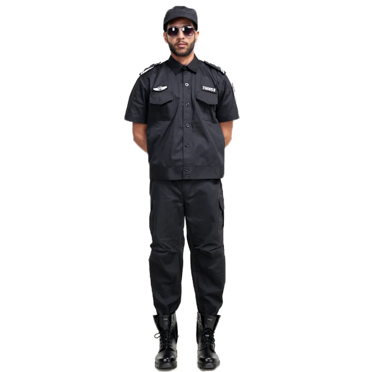 
High Quality Latest Unisex European style and American style security guard Military uniforms Black 