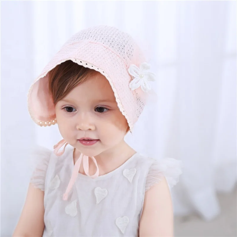 
Детская шапка-бини с цветочным кружевом, весенняя шапка на шнуровке, летняя Милая шапка принцессы для маленьких девочек с вырезами 
