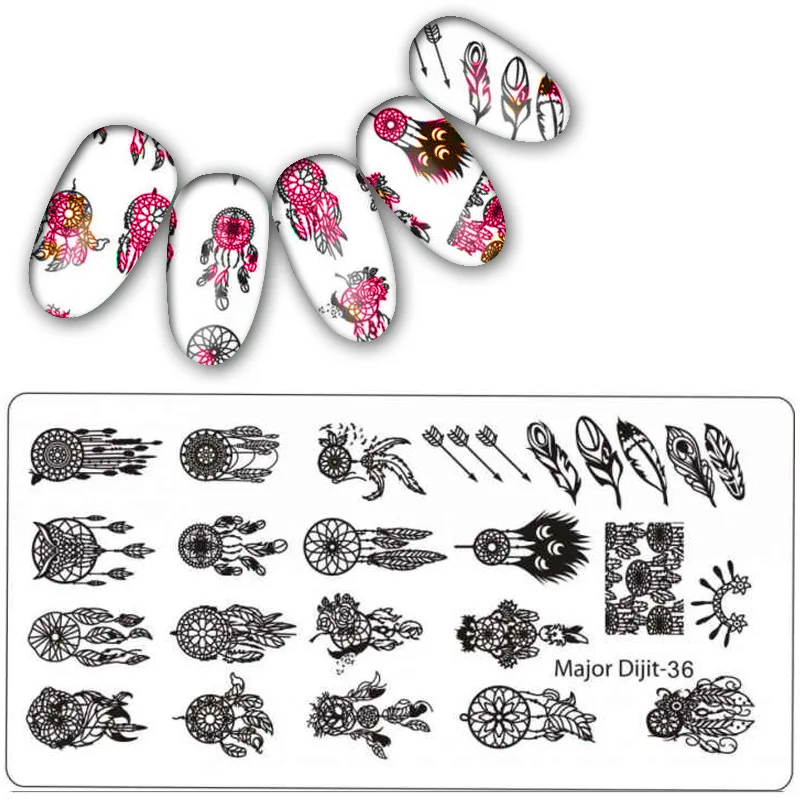 High Quality Major Dijit Series rectangle metal Nail design stamping plate for nail art