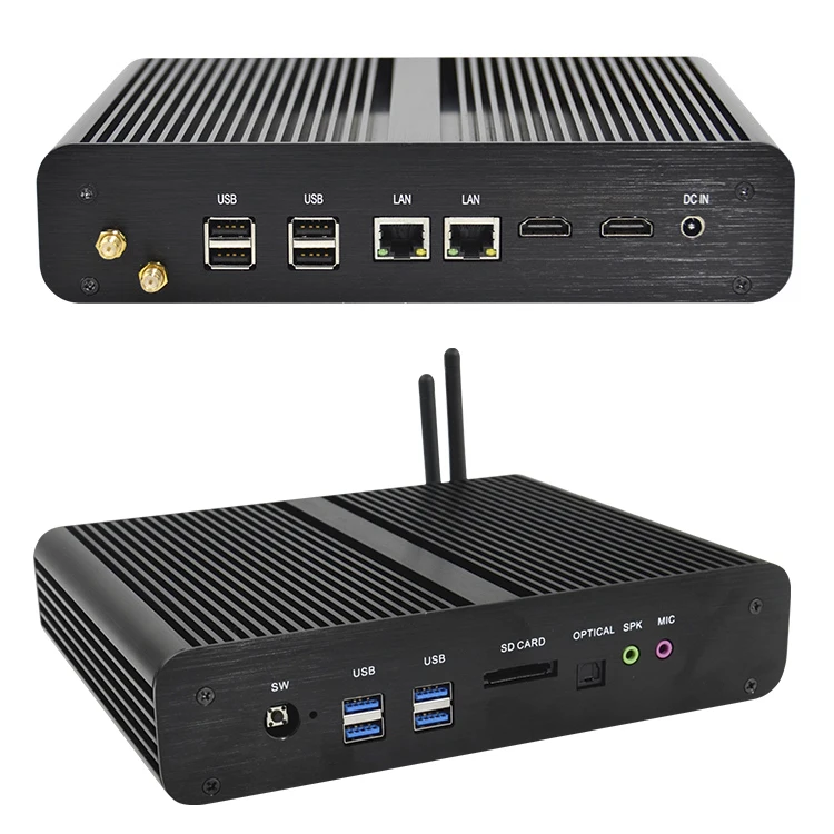 
 Дешевый Core core i3 5010U i5 5200U поддерживает двойной дисплей 2 NIC 8USB порт barebones Dual lan Мини ПК Тонкий клиент ПК  