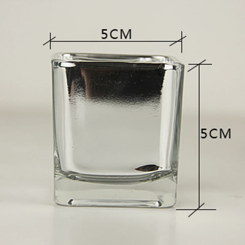 Decorative Heat Resistant Square Empty Glass Candle Jar Dinner Geometric Candle Holder