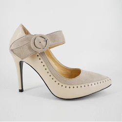 Fashionable Ladies Leather Dance Shoes With Stiletto Heel