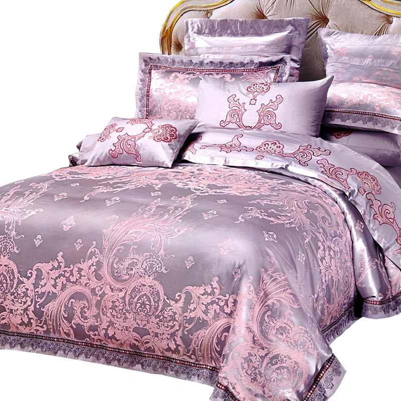 High-grade 100% Polyester bed sheet European jacquard wedding bedding four sets