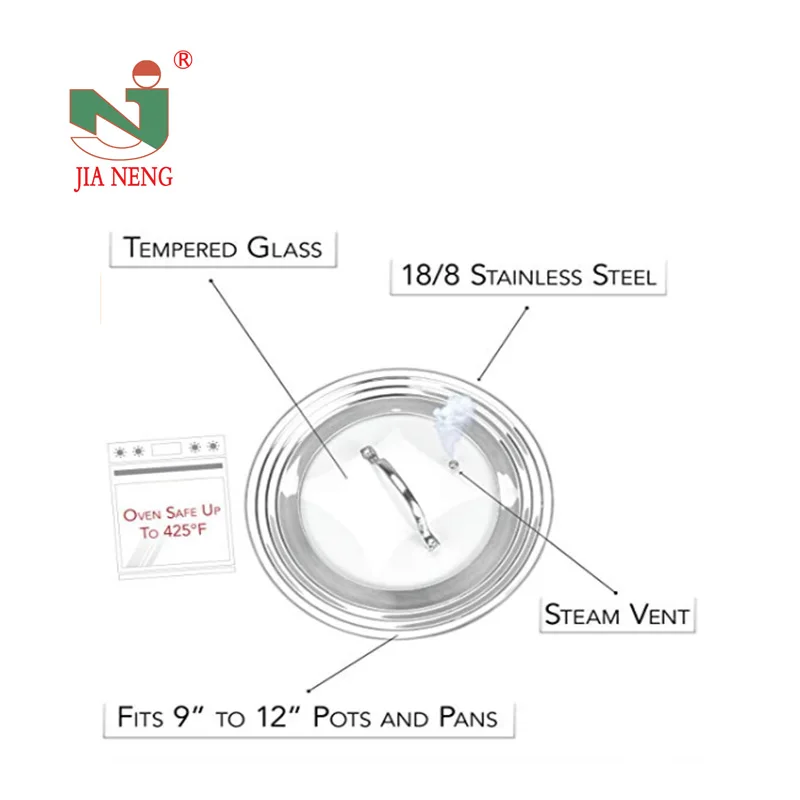 Универсальная крышка из нержавеющей стали и стекла, подходит для всех кастрюль и сковородок 7-12 дюймов, сменная Крышка для сковороды и крышка для посуды