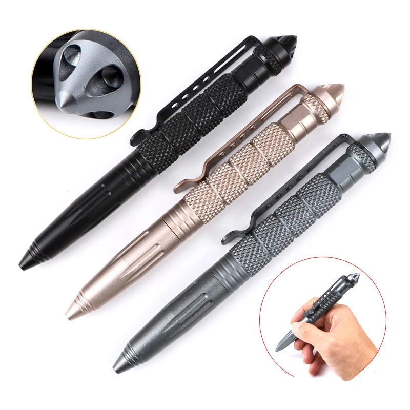 Tactical Pen Survival Glass Breaker for Discreet Self Defense, Men, Women, Aluminum aviation Anti-skid Black, Grey, Golden