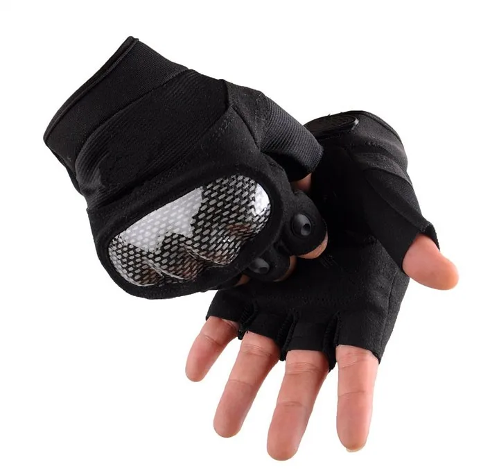 Tactical Gloves Fingerless Carbon Fiber Knuckle