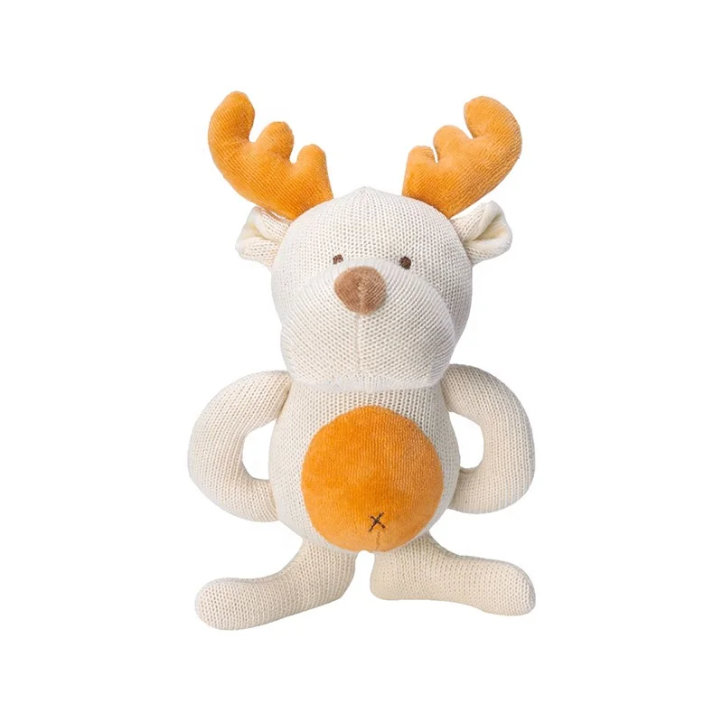 organic baby plush toys cartoon rabbit bear hand-knitted custom plush doll