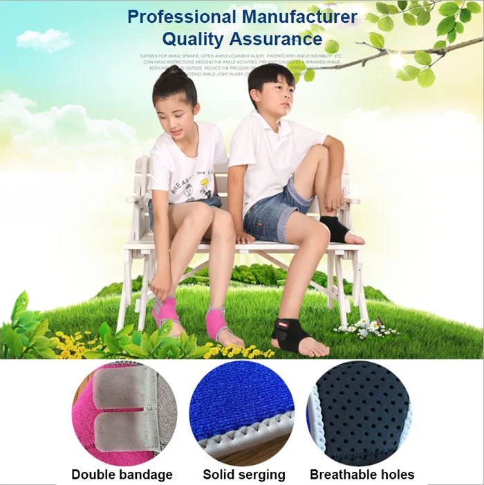 Breathable Adjustable Compression Ankle Foot Support Injury Protection Child Ankle Braces for Kids