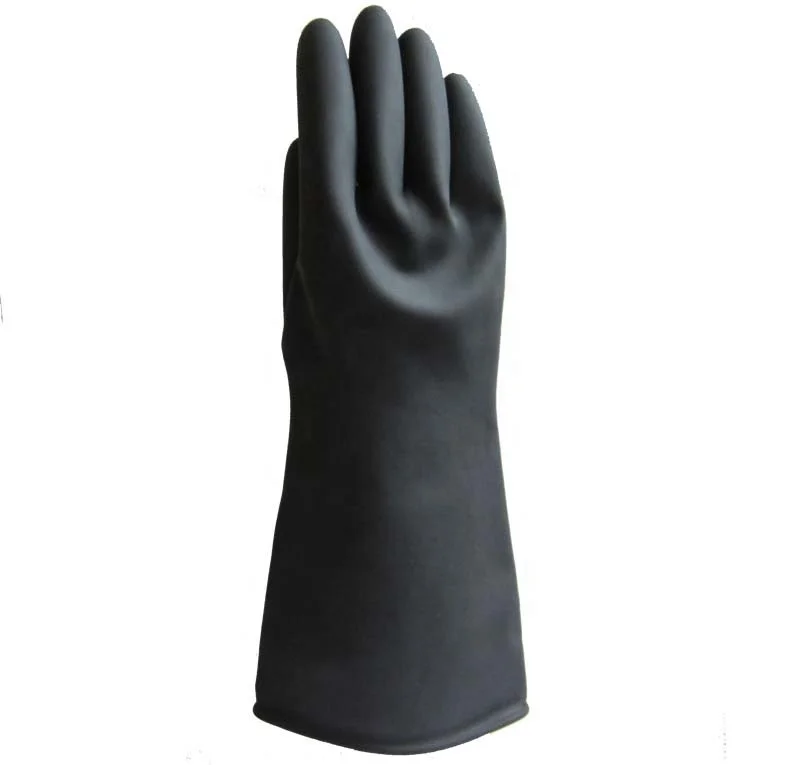 190G thick 14inch big industrial hand latex rubber working gloves heavy duty black latex gloves