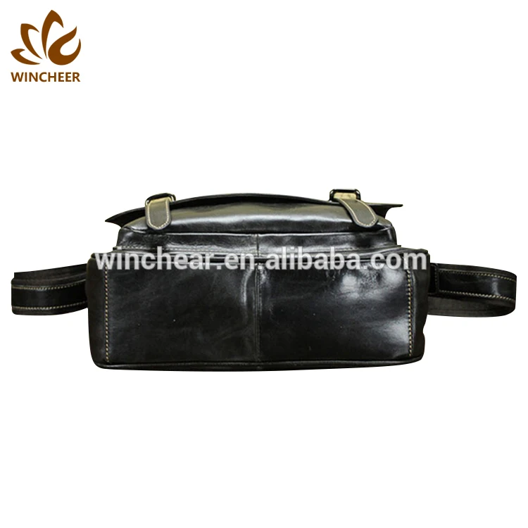 China manufacture black smooth mens messenger bag men satchel unique leather lawyer briefcase