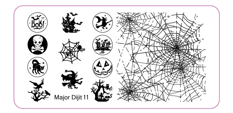 High Quality Major Dijit Series Halloween and Christmas design rectangle metal Nail design stamping plate for nail art