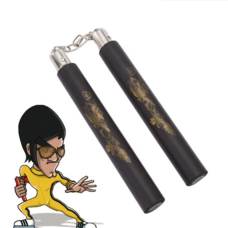 Martial Arts Foam Nunchucks Nunchaku Dragon Pattern Black Martial Arts Chinese Kung Fu Nunchucks
