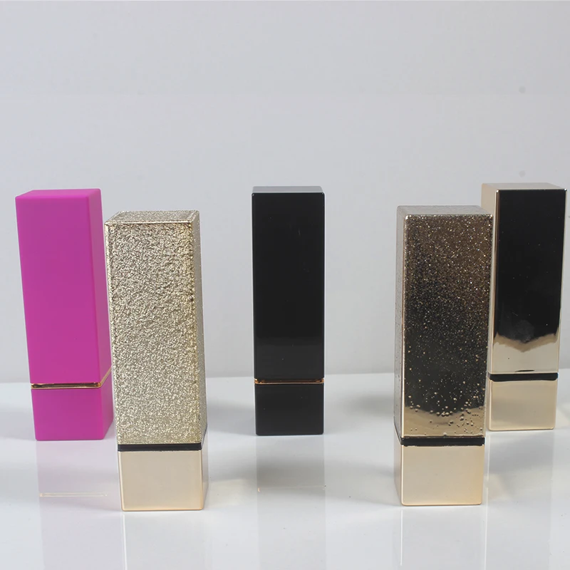wholesale golden lipstick tube empty cosmetic container packaging square lip tint balm liquid lip gloss matte private label