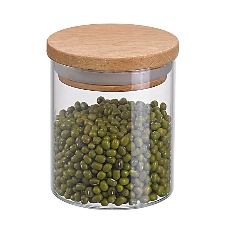 
promotion food grade transparent borosilicate glass food storage jar with lid 