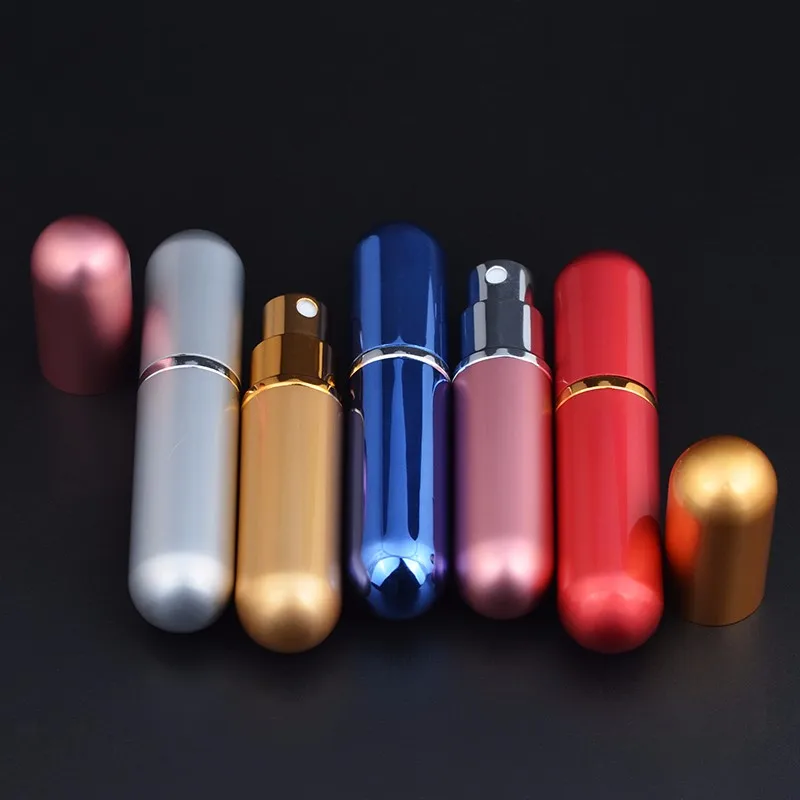 MUB wholesale travel mini perfume atomizer empty 5ml refillable pocket sized aluminum perfume spray bottle