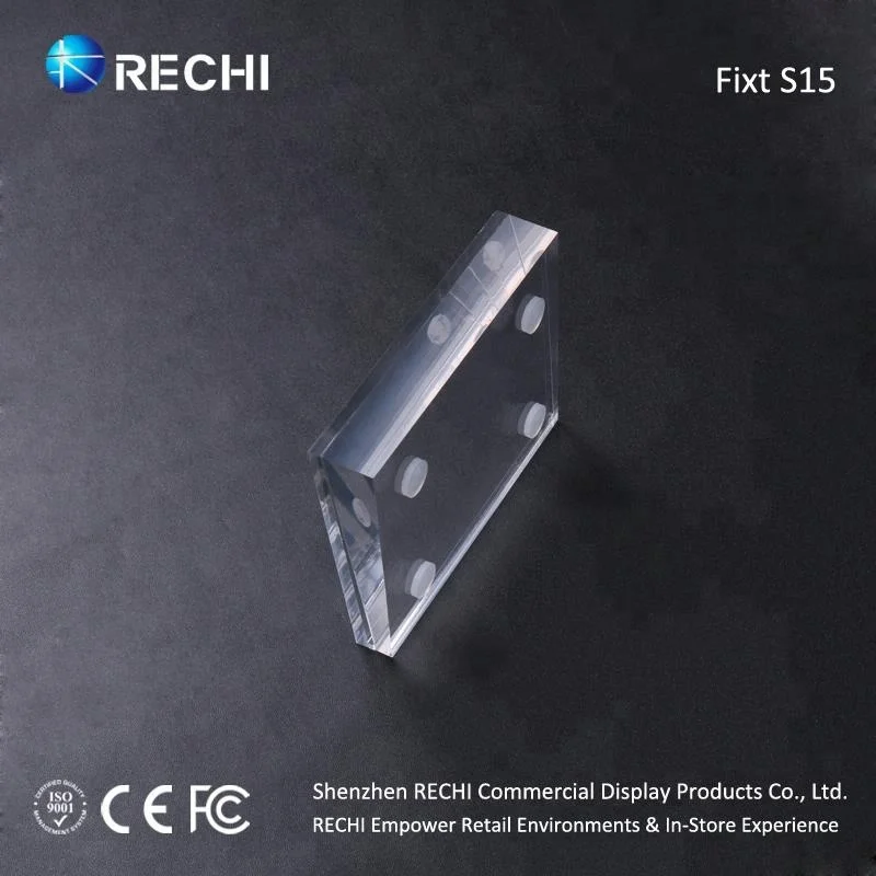 RECHI Retail Visual Merchandising Counter Clear Acrylic Sign Holder Display Block for Mobile Phone Acrylic Price Tag