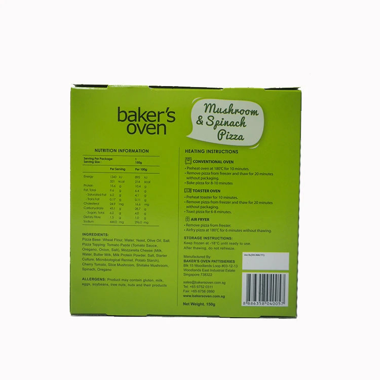 
Baked Snack 24 Pcs x 1 Ctn Wholesale Packing Blended Taste Mushroom Spinach Round Frozen Cheese Pizza In Box Packaging 