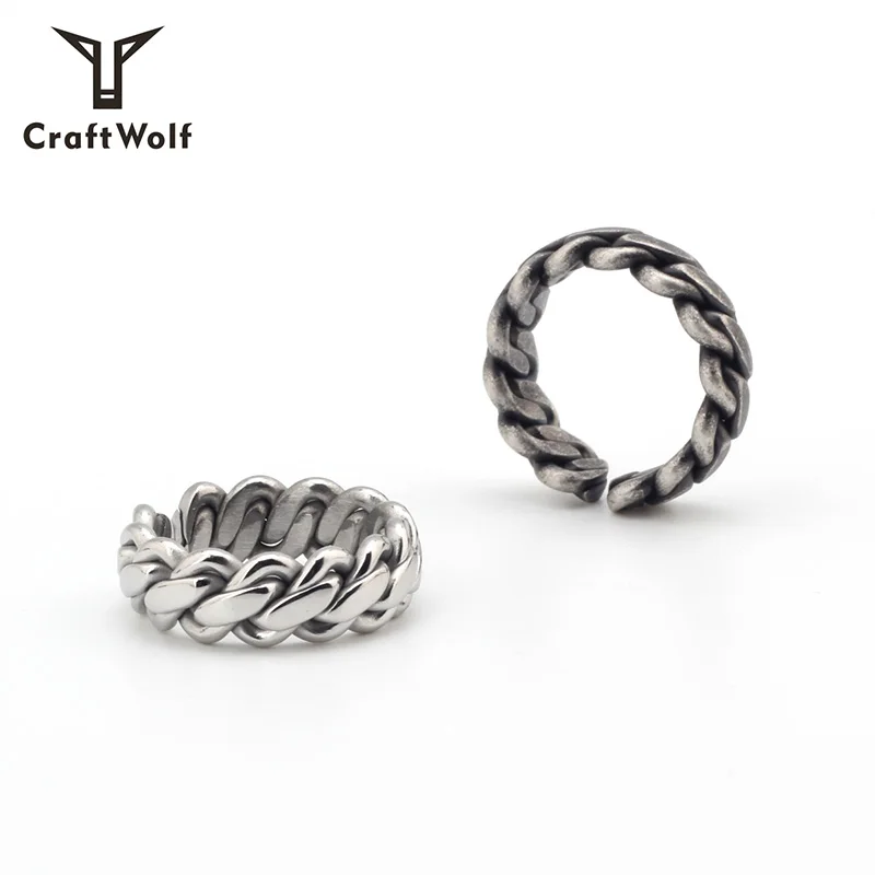 Craft Wolf 2020 Fashion fine Jewelry women men Gold Silver plated Stainless Steel dainty Cuban link chain Ring