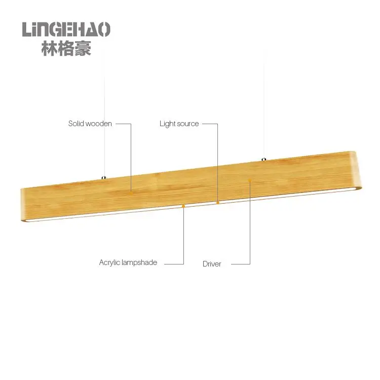 15w hanging lights Indoor decoration wooden lamp led pendent linear light