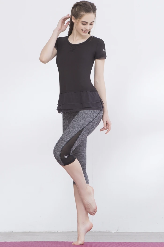 
Slim fit melange mesh yoga pants leggings 