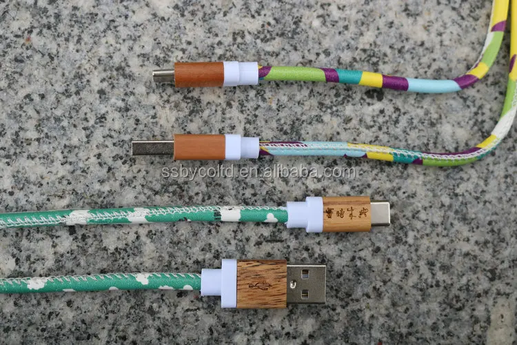 
Wholesale Wooden Micro Usb Mobile Data Cable For Phone Charging 