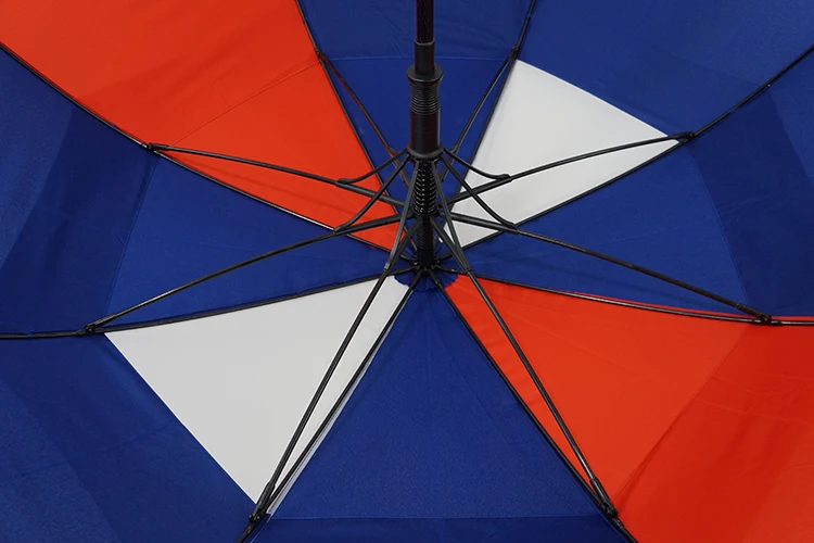 Customized Designs Fiberglass Frame Double Canopy Windproof Golf Umbrella