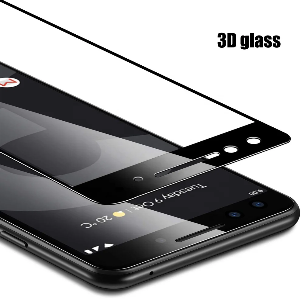 3D Full Cover 9H Tempered Glass For Google Pixel 3 Screen Protector, Pixel 3 Screen Protector Full Glass 0.26mm Case friendly