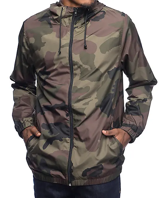 Fashion Waterproof Hooded Black Coaches Jacket Men Digital Camo Jacket