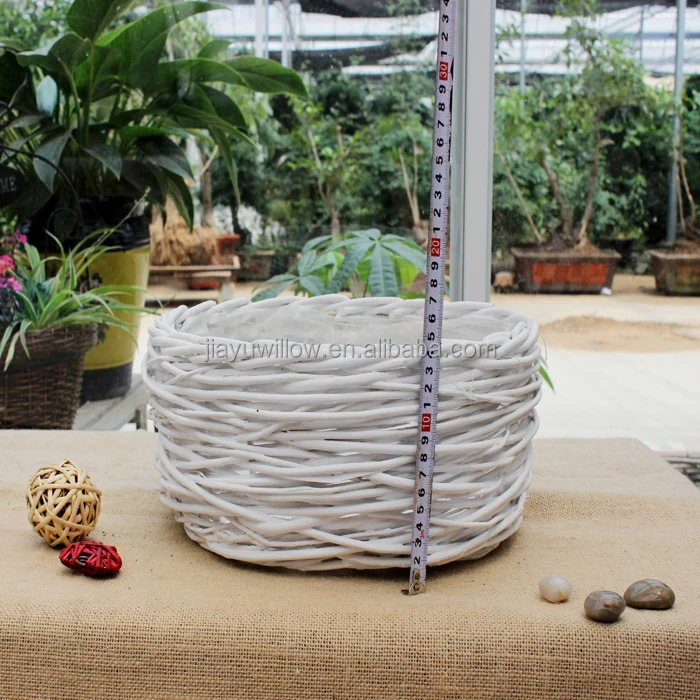 100%Handmade Plastic Lined Grey Wicker Baskets for Plants Wicker Flower Plant Pot