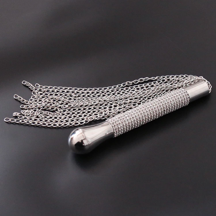 camaTech Metal Chain Sex Whip Silver Chains Diamond Handle Flogger Fetish Flirting Spanking Knout SM Tool Adult Game