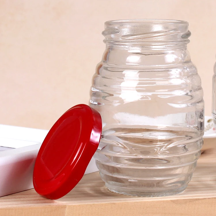 
730ml 500g 1000g Honey Honeycomb Glass Bottle With Tin Plate Lid Bee Honey Jar 
