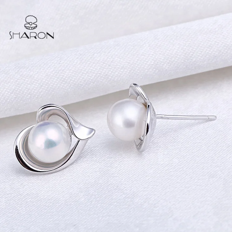 Fashion Bridal Heart 925 Sterling Silver Women Natural Freshwater Pearl Set For Jewelry