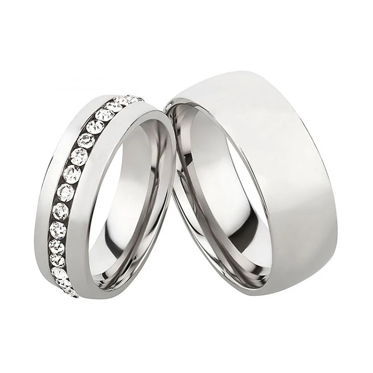 
High quality silver high polished men women custom wedding bands wholesale 