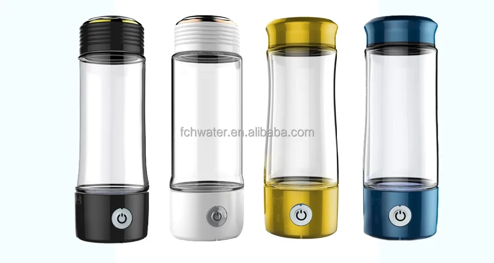Transparent glass anti aging colorful light hydrogen water bottle machine hydrogen-rich water ionizer