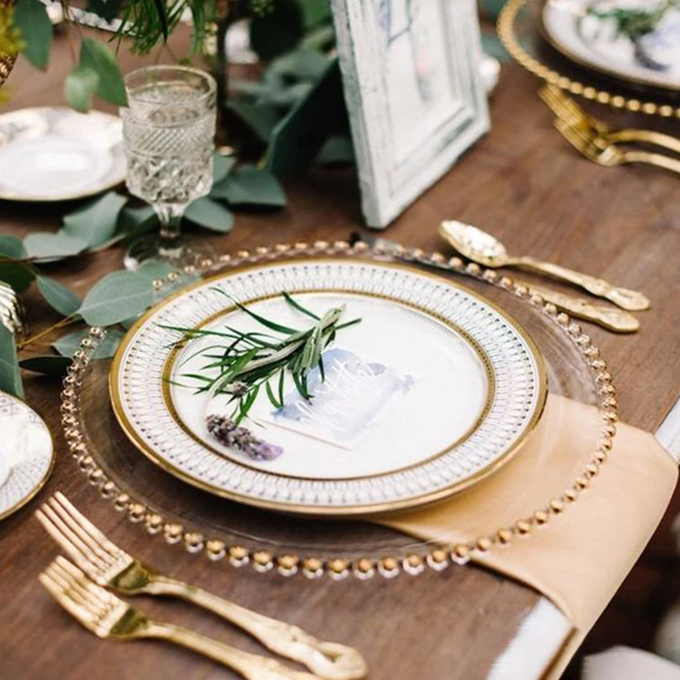 European Glass Transparent Dinner Plates Portugal Luxury Flatware Set Dinnerware Set