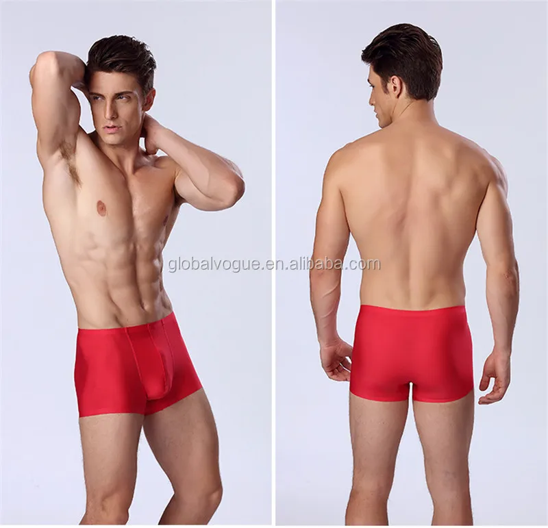 underwear men boxer seamless slip home sexy ice silk underpants shorts transparent