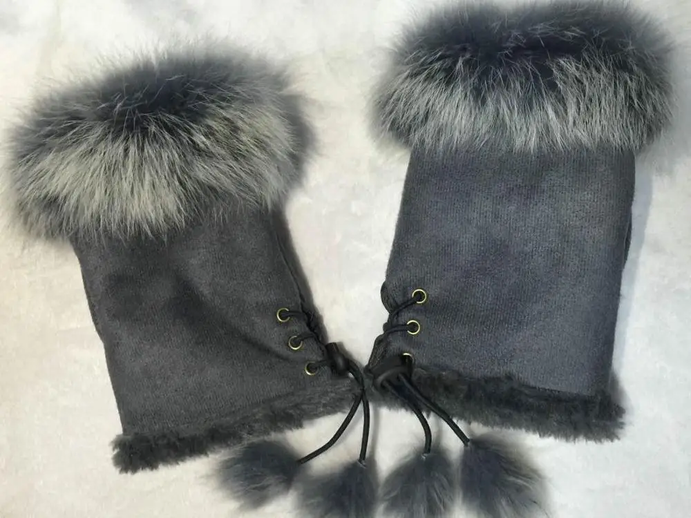 warm faux fur fabric fingerless gloves ladies fashion gloves