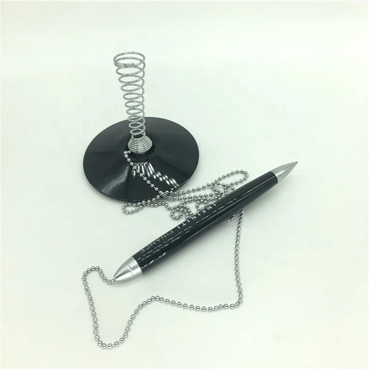 Business Office Hotel Bank Customized Logo Table Desk Counter Pen Chain With Custom Color