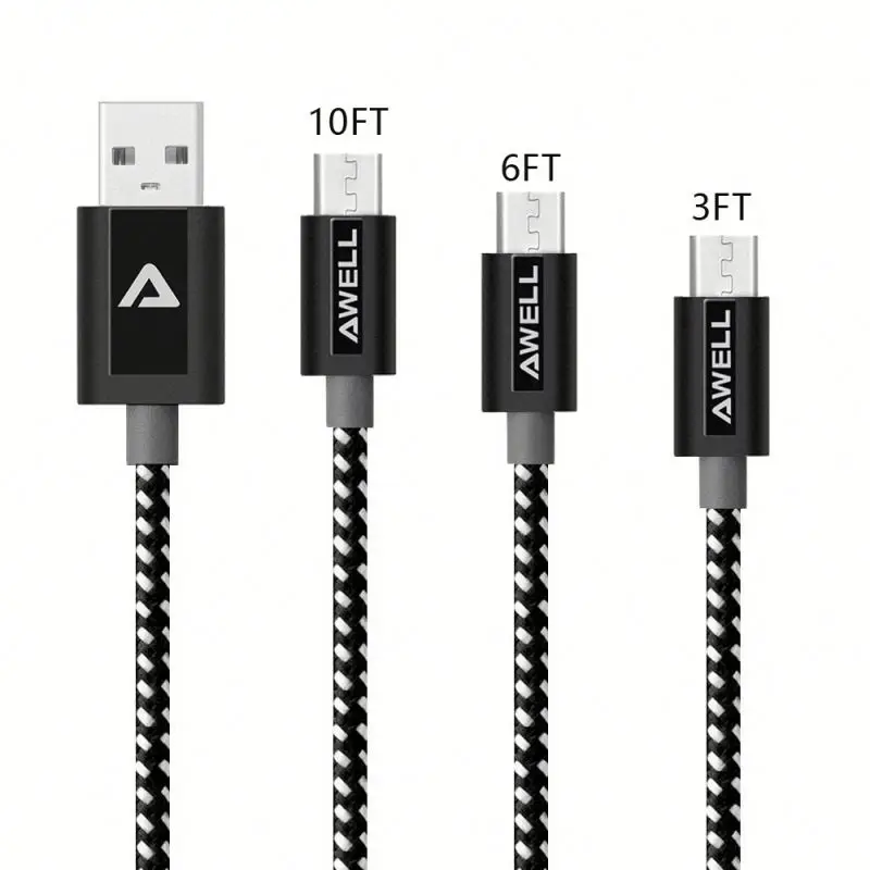 
Кабель Micro USB, 10 футов Удлиненный кабель Micro USB-USB 2,0, кабель Male-Micro B для зарядки и синхронизации для телефона Android 