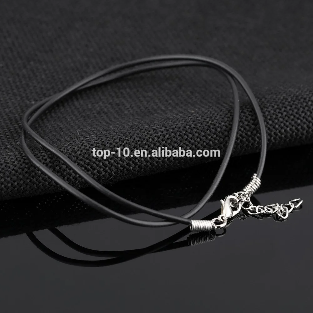 2019 Wholesale Hot Sale Simple Black Leather Chain Necklace Cord 2 Size With Stainless Steel Lobster Clasps Extender Unisex Gift