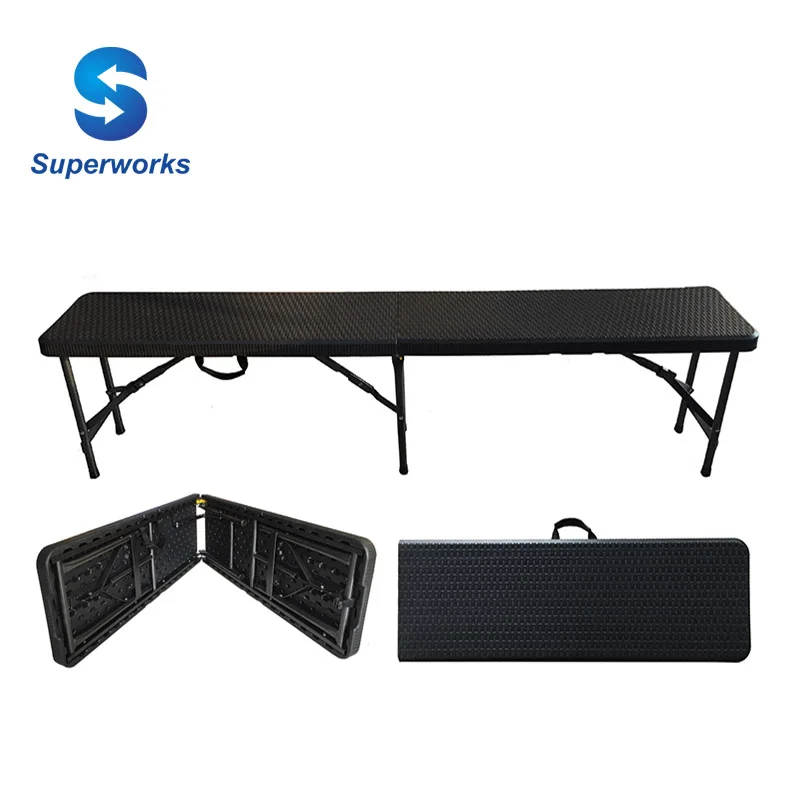 Rattan Design Beer Garden Plastic Foldable Table,Outdoor Picnic 6FT HDPE Folding Table