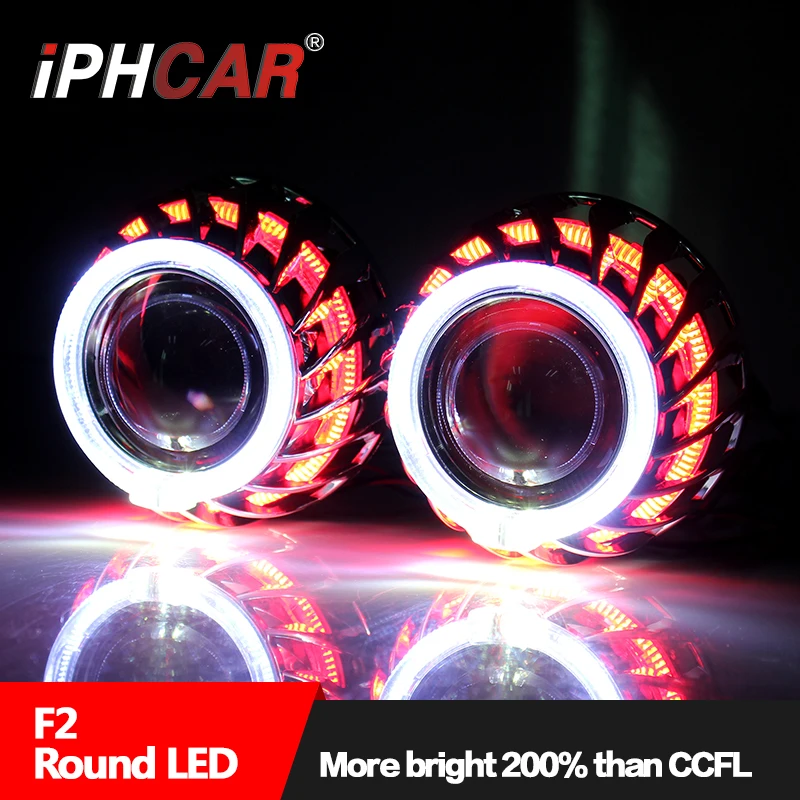 iPHCAR 35W H1 bi-xenon projector lens with 2.5inch dual angel eyes shrouds