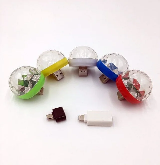 sound control USB Disco club Light Portable Crystal Magic Ball RGB led stage lights