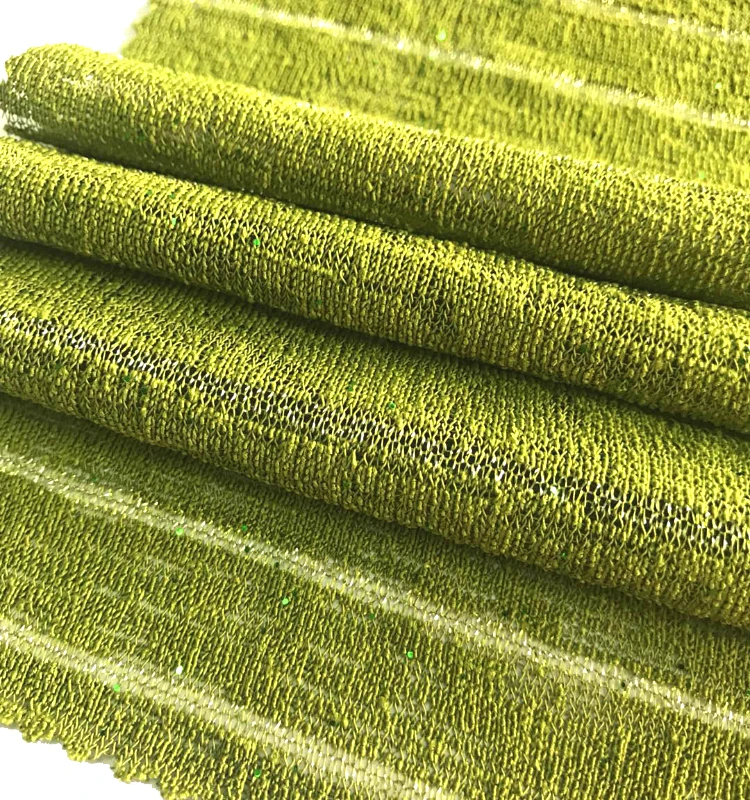 Good price 300d96f stripe hacci thick knit fabric with metallic glitter