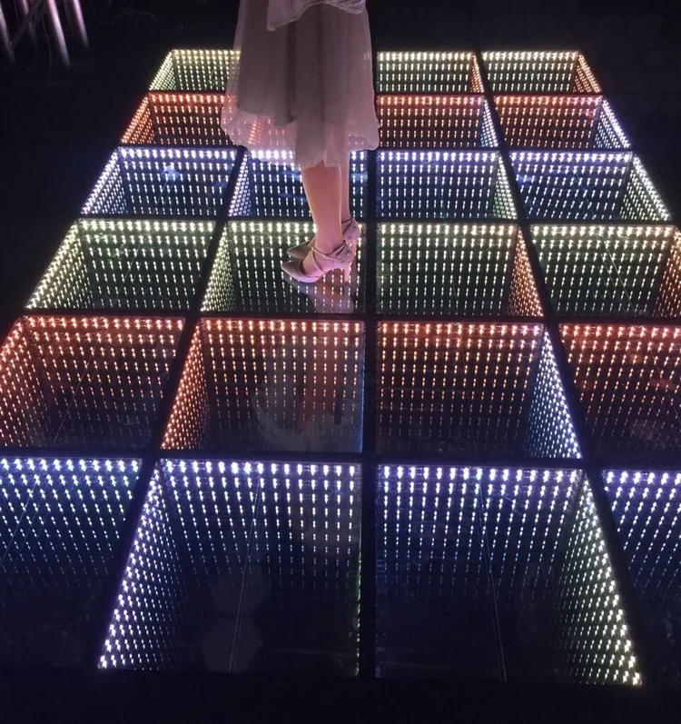 Stage Disco DJ Wedding Portable DMX RGB Colorful Starlit Magnet DanceFloor Wireless Magnetic Mirror 3D LED Dance Floor Light