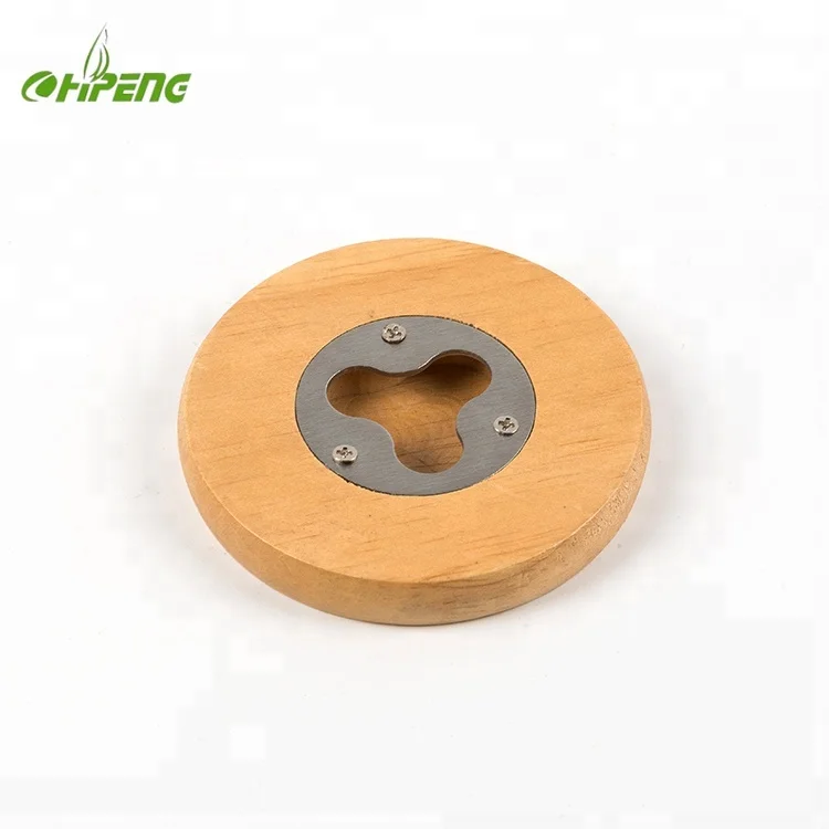 Круглая деревянная открывалка для пивных бутылок